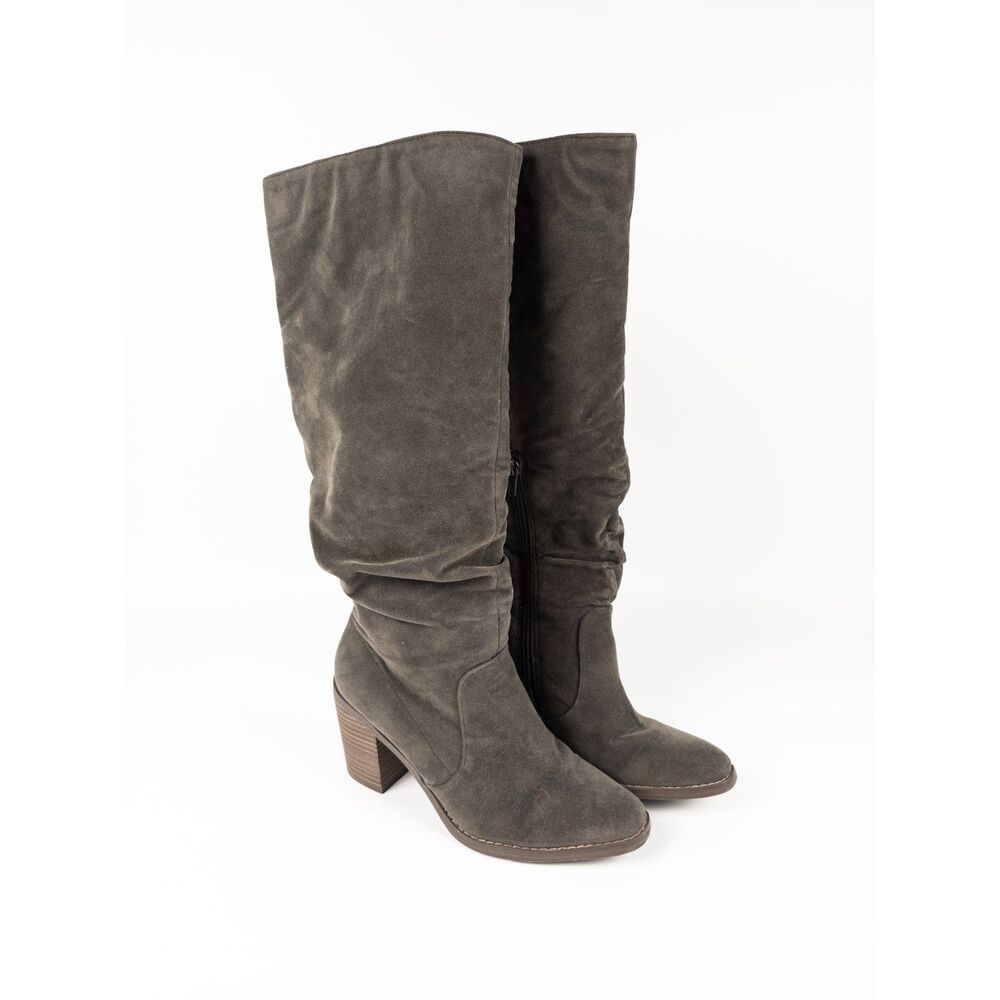 Universal Thread Harlan Knee High Slouch Boots Olive Green 8W Wide Calf